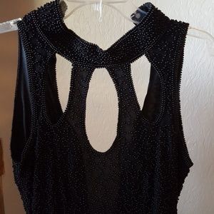 black embroidered dress